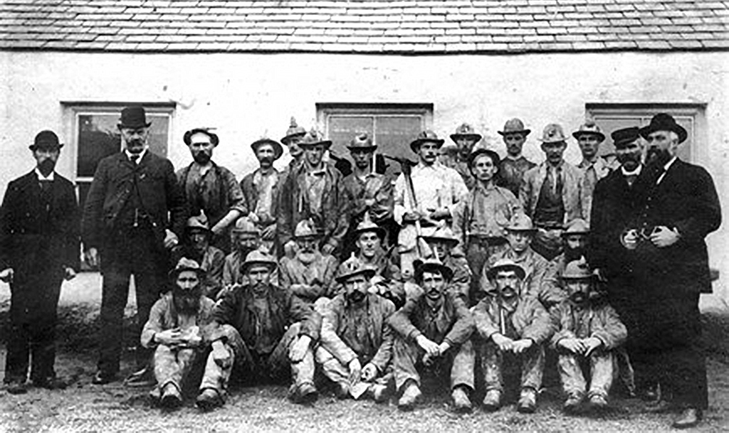 Miners at the Foxdale Mines, Isle of Man, 1899.